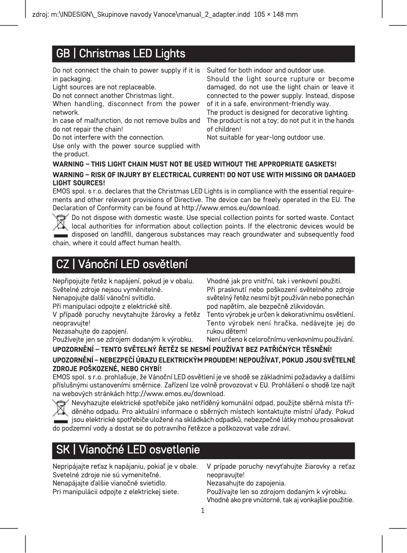 Page 1 de la notice Manuel utilisateur Emos D4AD02