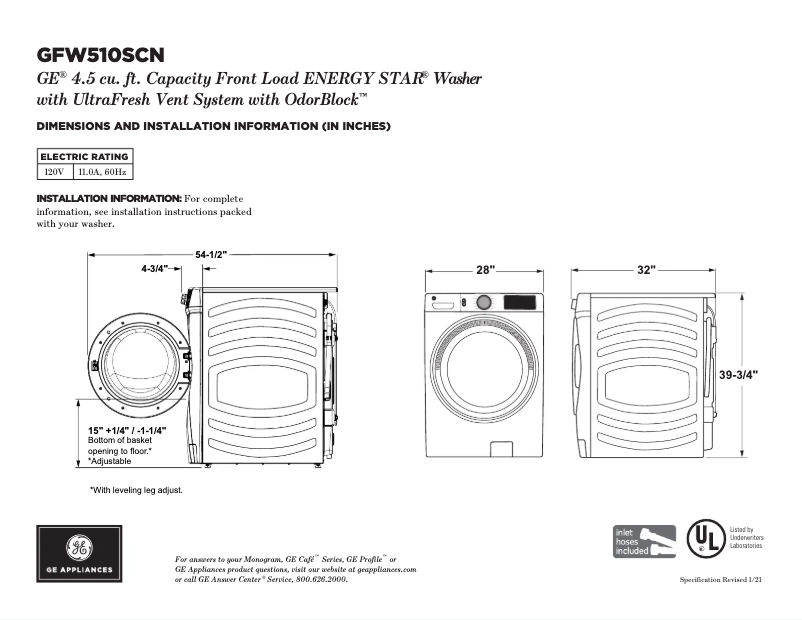 Image de la première page du manuel de l'appareil GFW510SCNWW