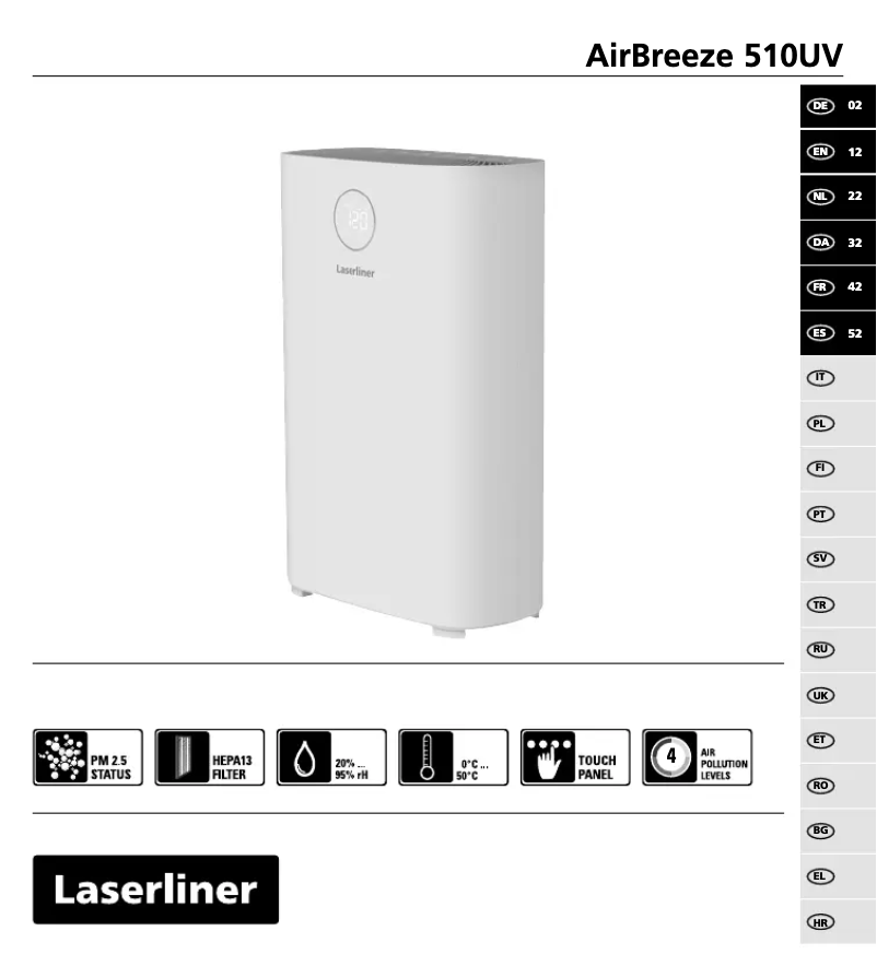 Imagen de la primera página del manual del dispositivo AirBreeze 510UV