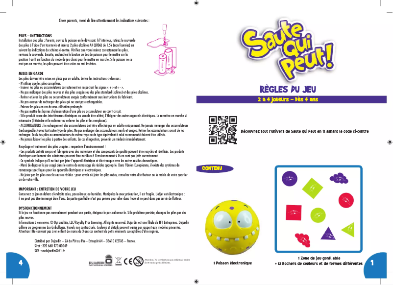 Page n°1 - Manuel utilisateur Dujardin Saute Qui Peut
