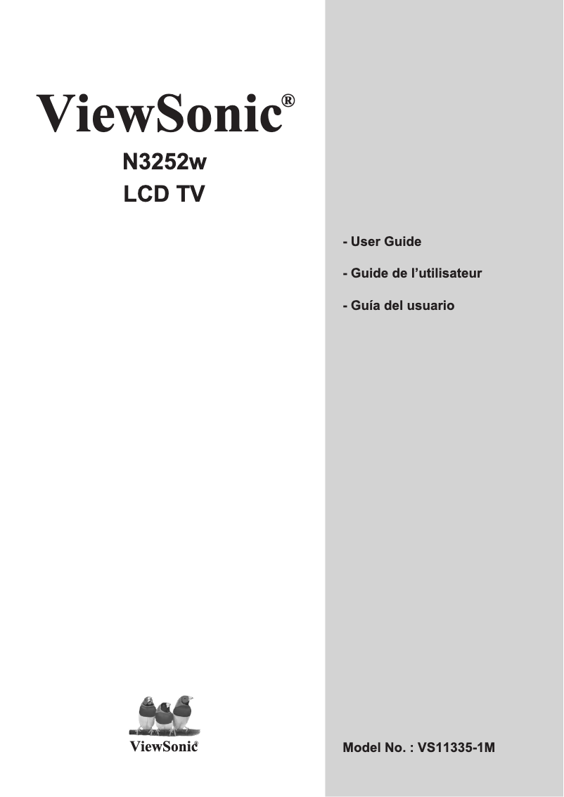 Page 1 de la notice Manuel utilisateur Viewsonic N3252w