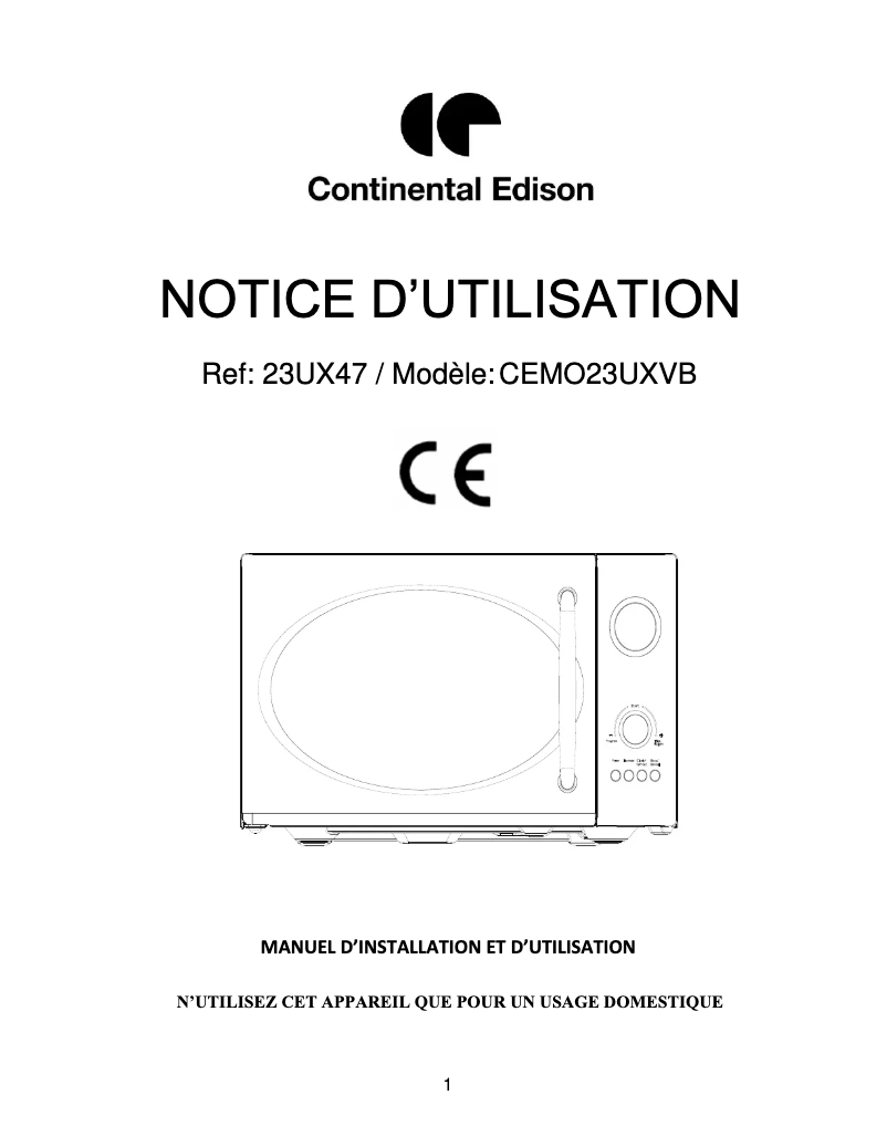 Image de la première page du manuel de l'appareil CEMO23UXVR