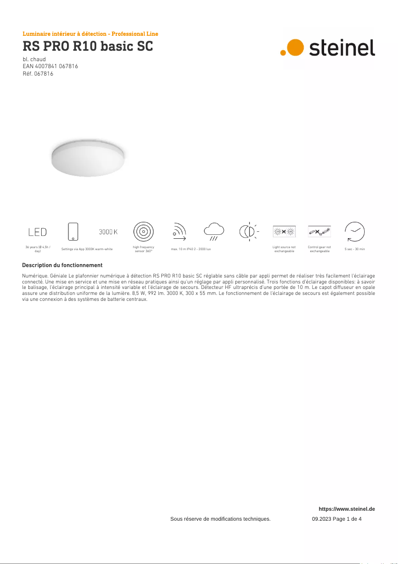 Imagen de la primera página del manual del dispositivo RS PRO R10 Basic SC