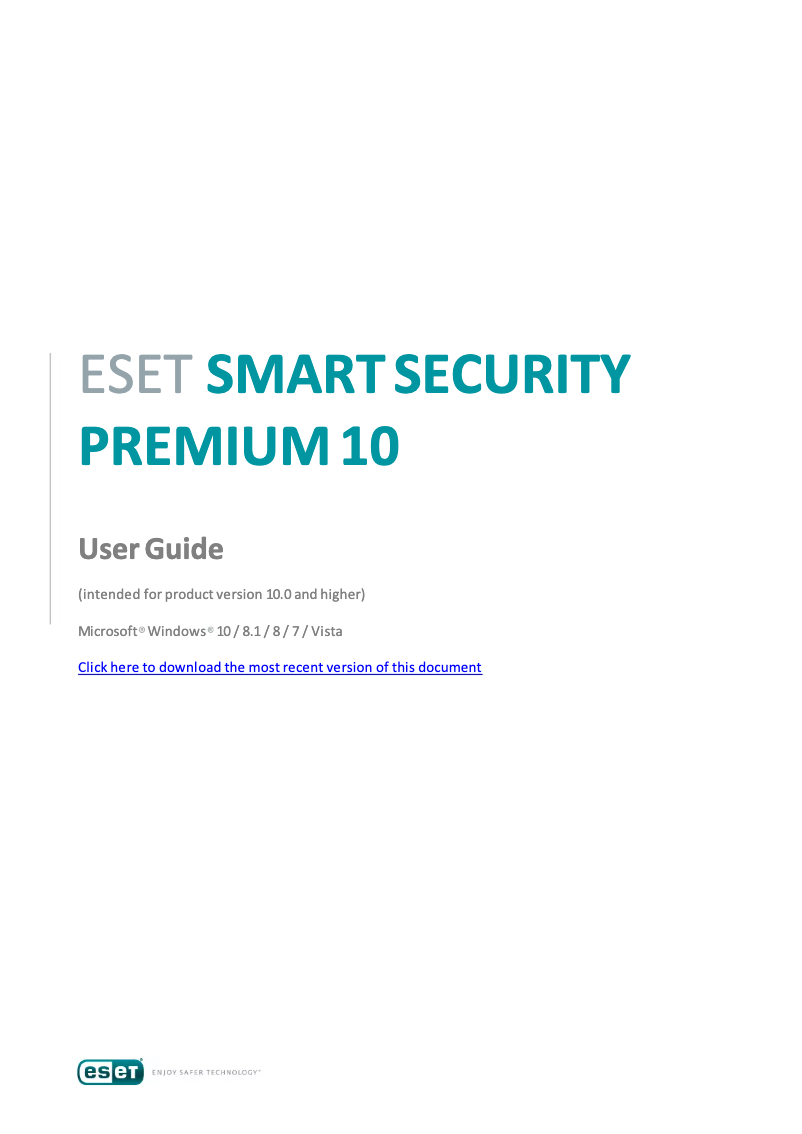 Page 1 de la notice Manuel utilisateur ESET Smart Security Premium 2017