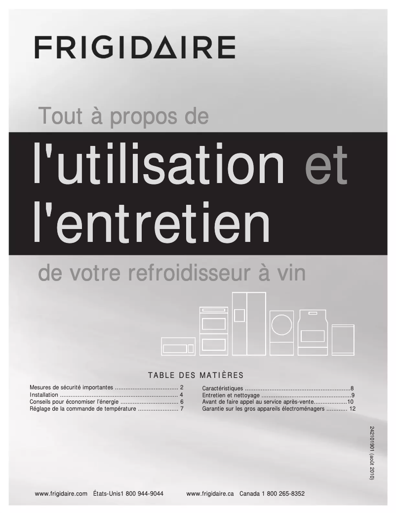 Page n°1 - Manuel utilisateur Frigidaire FFWC3822QS