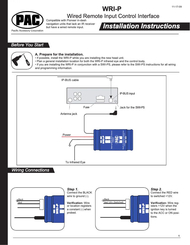 Page 1 de la notice Manuel utilisateur PAC WRI-P