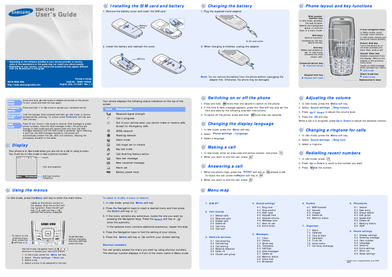 Page n°1 - Manuel utilisateur Samsung SGH-C140