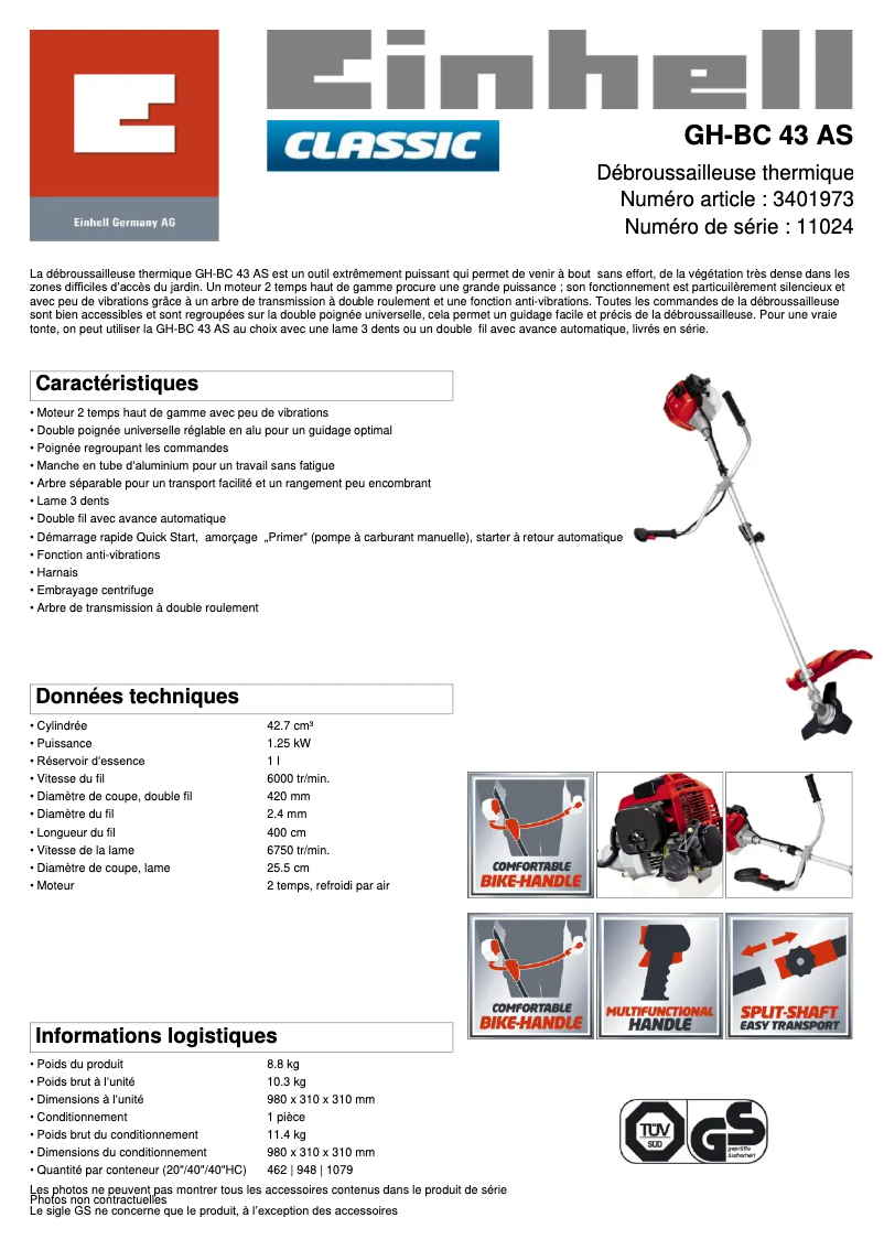 Image de la première page du manuel de l'appareil GH-BC 43 AS