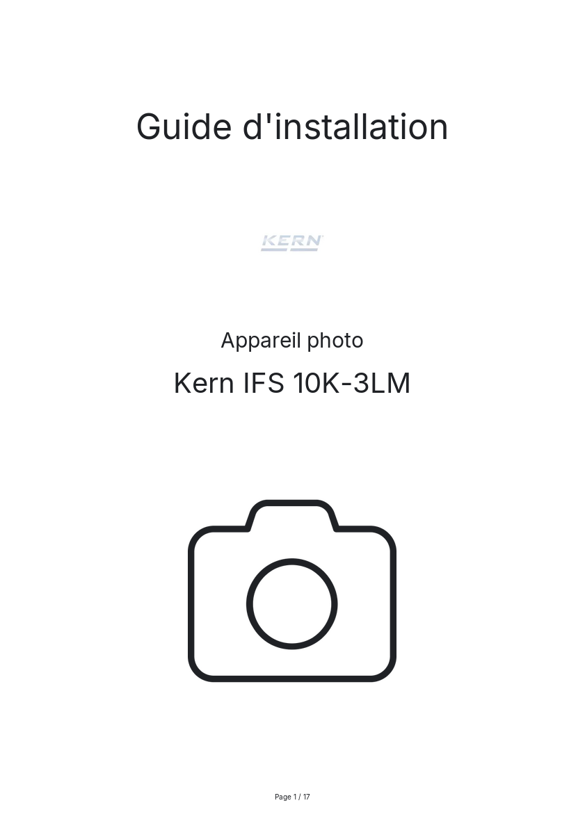 Page n°1 - Guide d'installation Kern IFS 10K-3LM