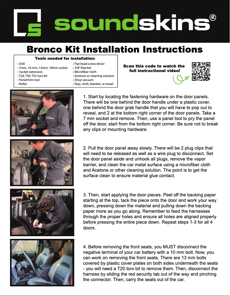 Page 1 de la notice Manuel utilisateur Soundskins SSK-BRONCO