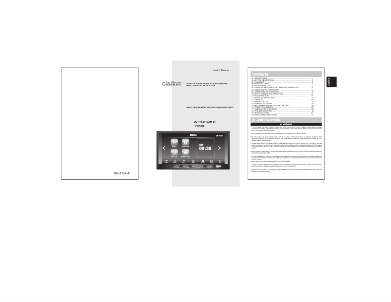 Page n°1 - Manuel utilisateur Clarion FX508