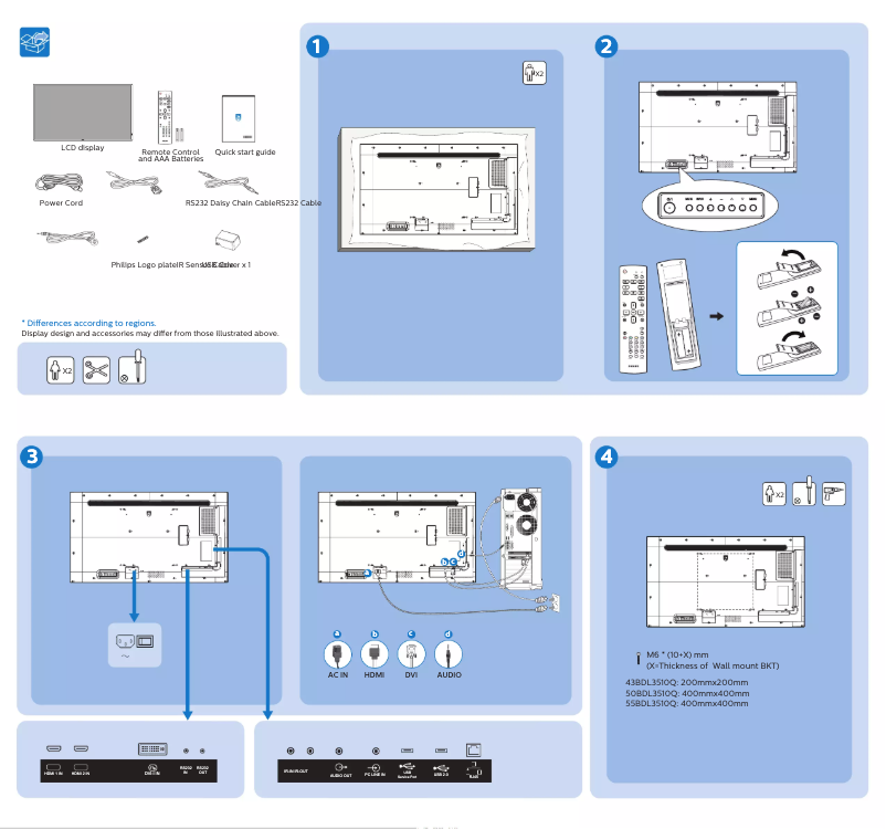 Page 1 of the manual Quick Start Guide Philips 43BDL3510Q