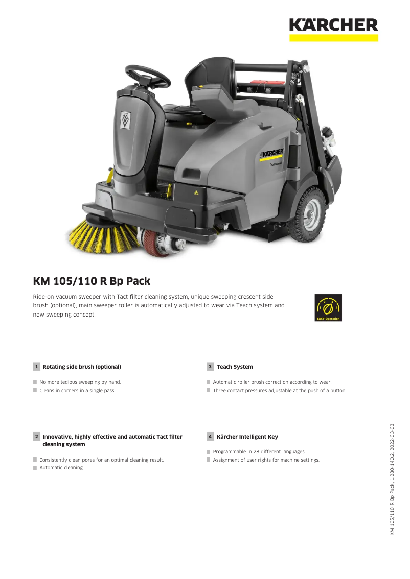 Page 1 de la notice Manuel utilisateur Kärcher KM 105/110 R Bp Pack