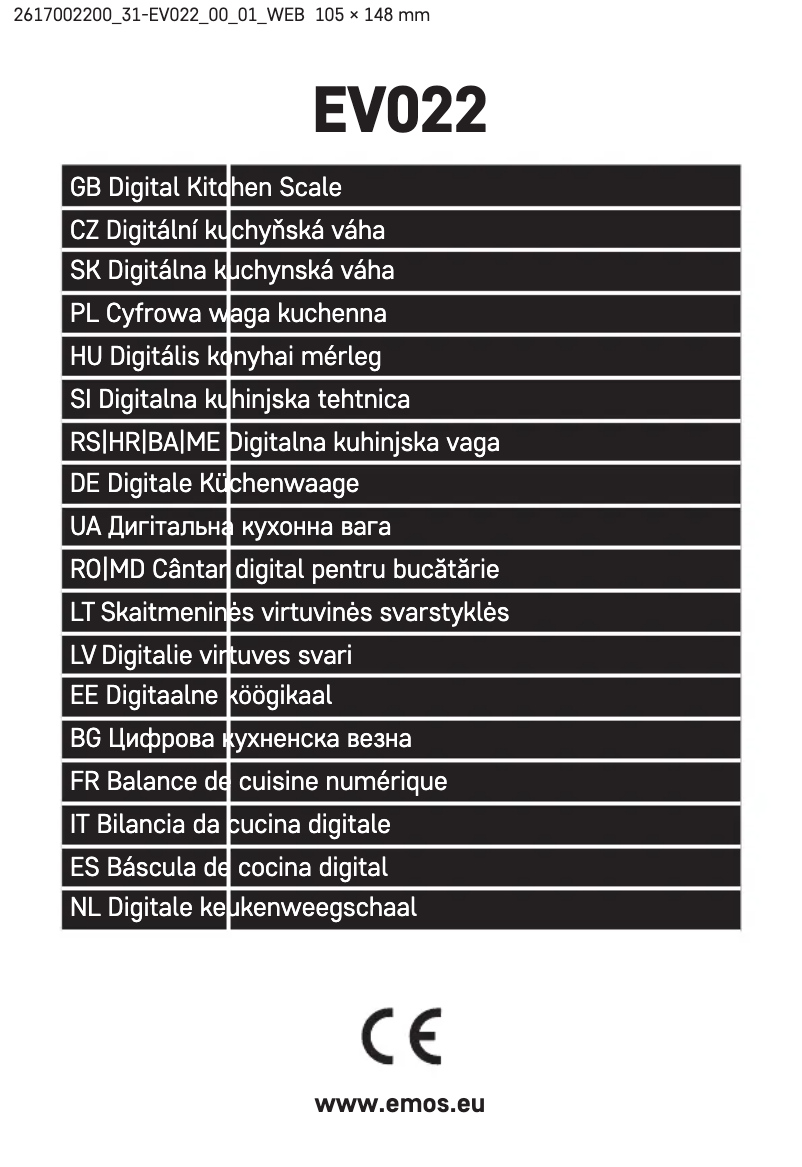 Imagen de la primera página del manual del dispositivo EV022