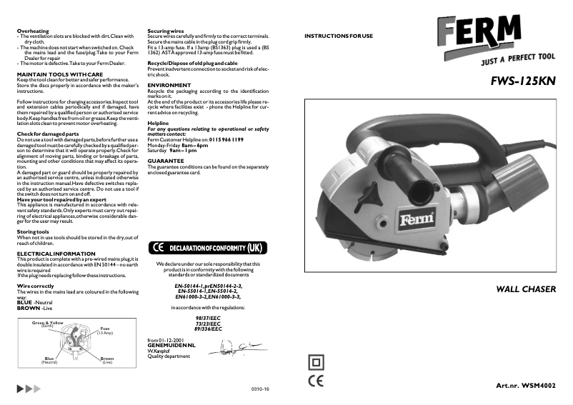 Página 1 del manual Manual de usuario Ferm FWS-125KN