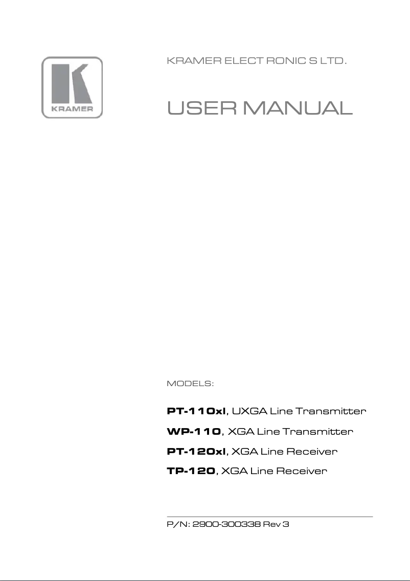Page 1 de la notice Manuel utilisateur Kramer PT-120xl