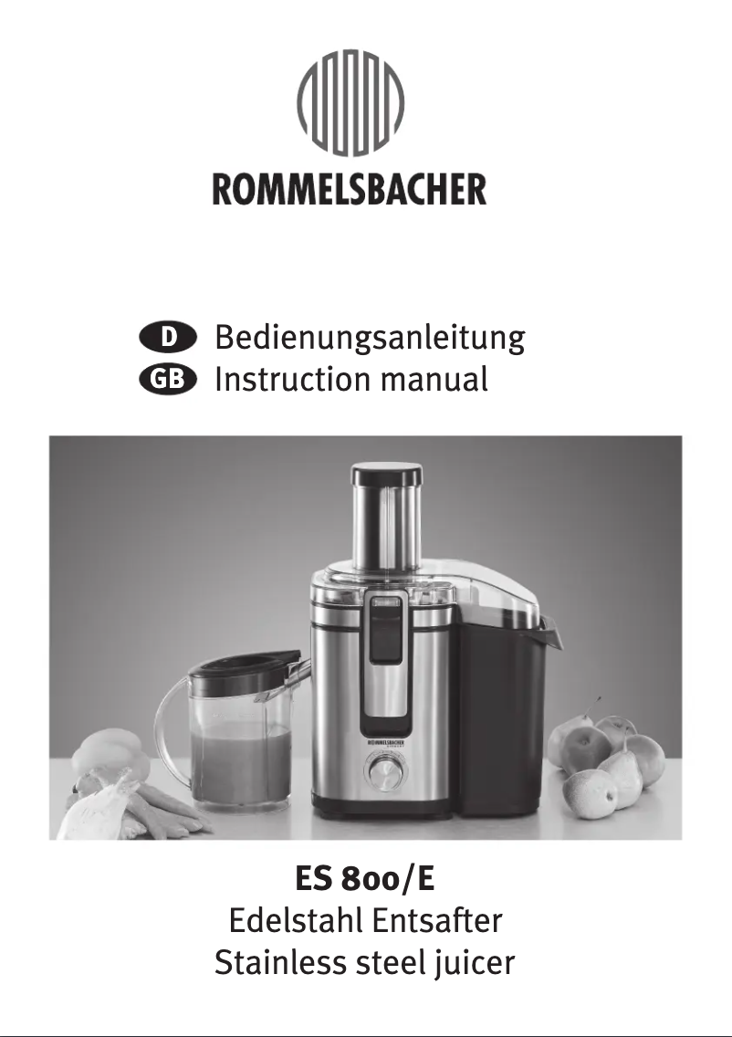 Page n°1 - Manuel utilisateur Rommelsbacher ES 800/E