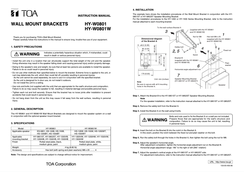 Imagen de la primera página del manual del dispositivo HY-W0801