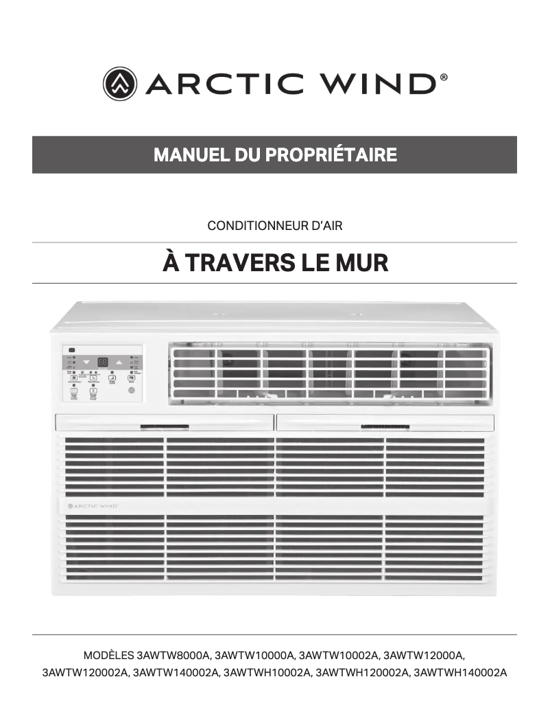 Page 1 de la notice Manuel utilisateur ARCTIC WIND 3AWTWH10002A