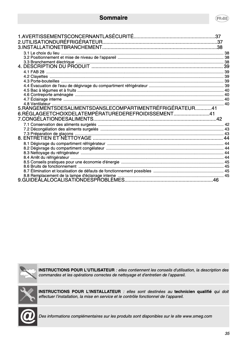 Página 1 del manual Manual de usuario Smeg FAB28RBV2