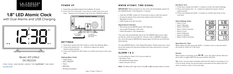 Página 1 del manual Manual de usuario La Crosse Technology 617-249V2