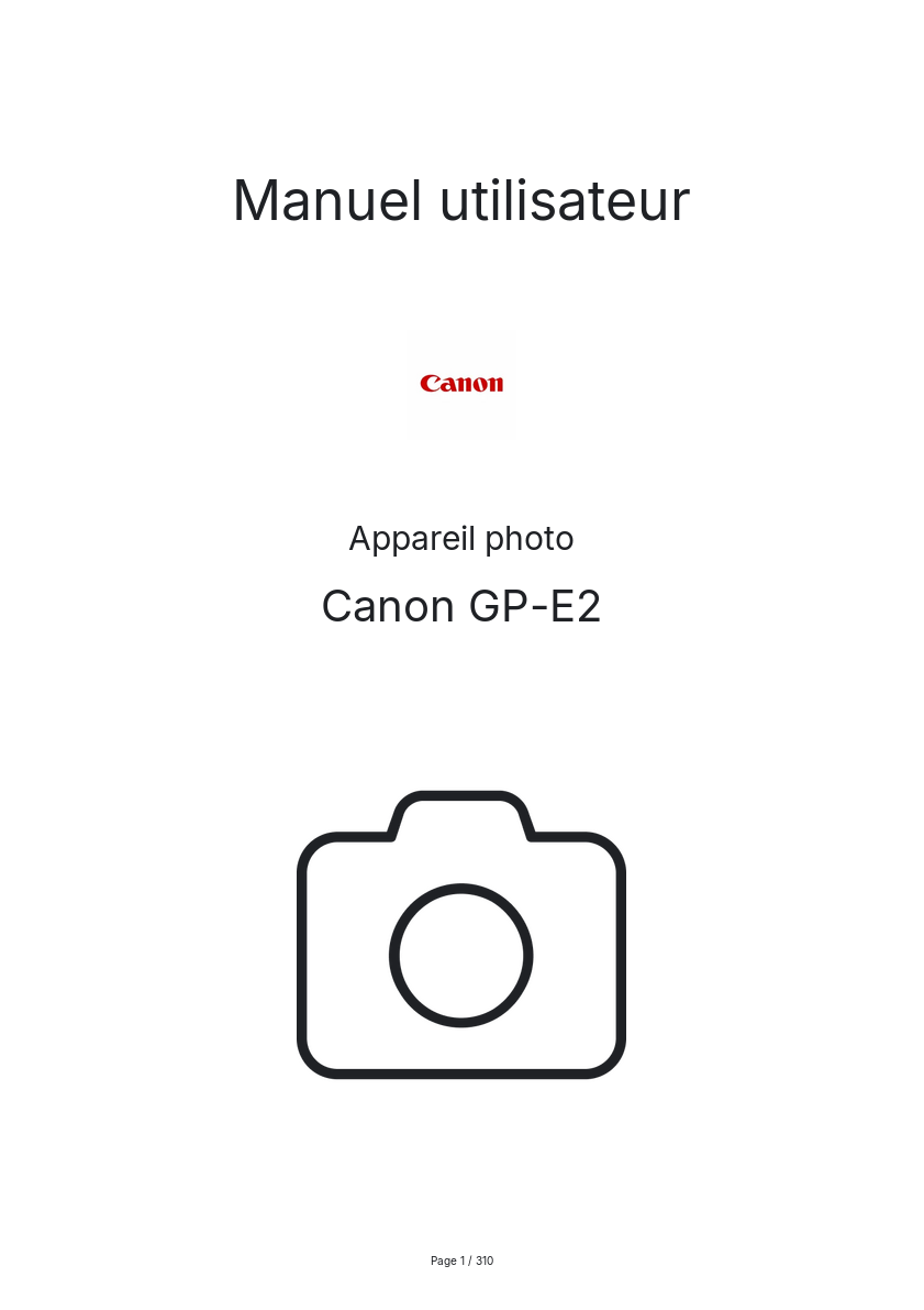 Image de la première page du manuel de l'appareil GP-E2