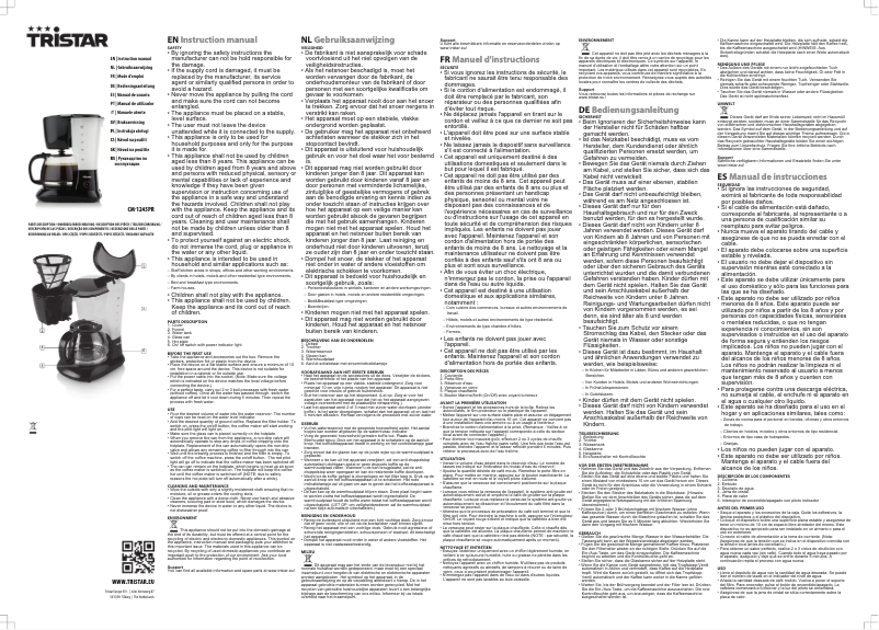 Page 1 de la notice Manuel utilisateur TriStar CM-1245PR