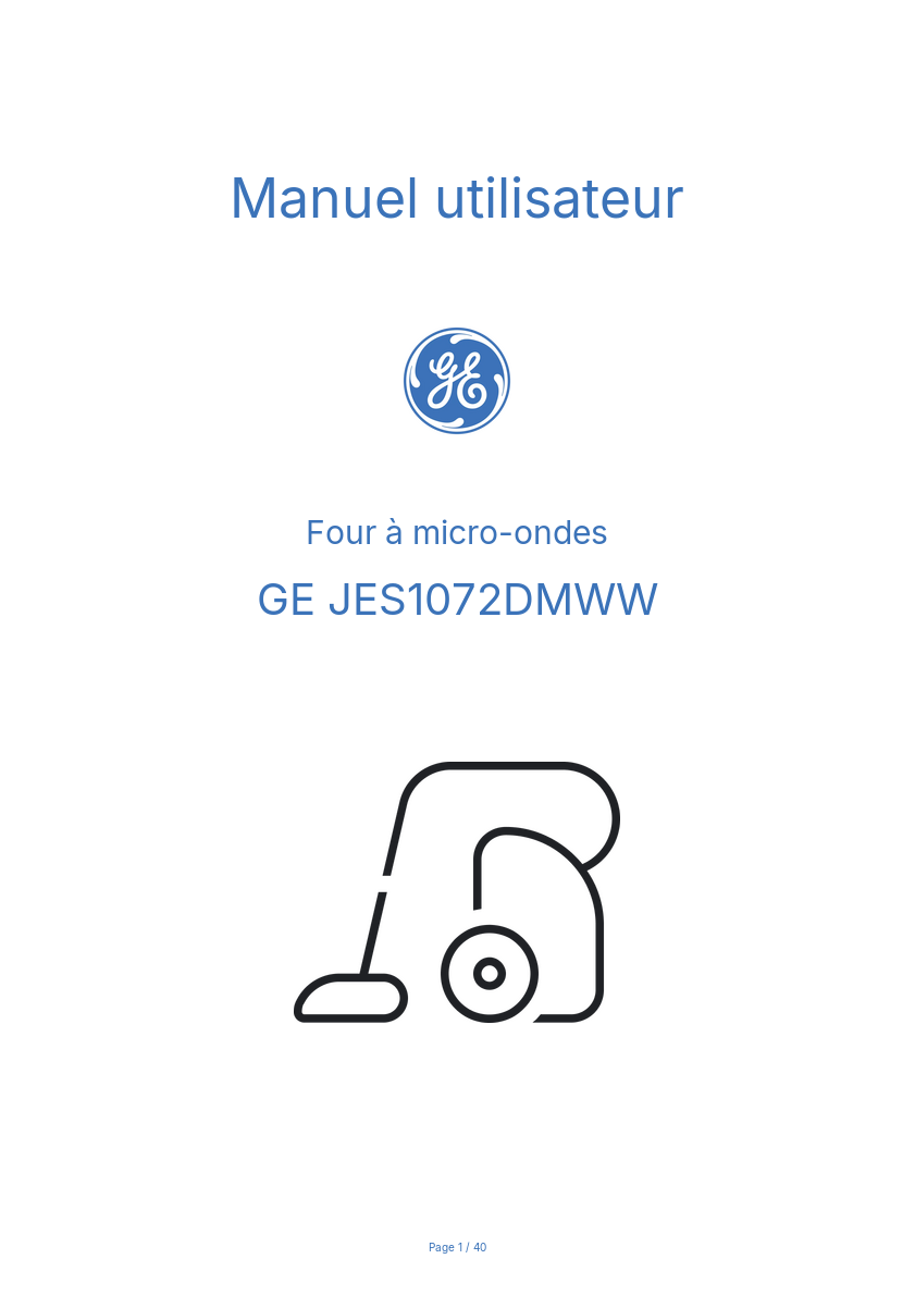 Page n°1 - Manuel utilisateur GE JES1072DMWW