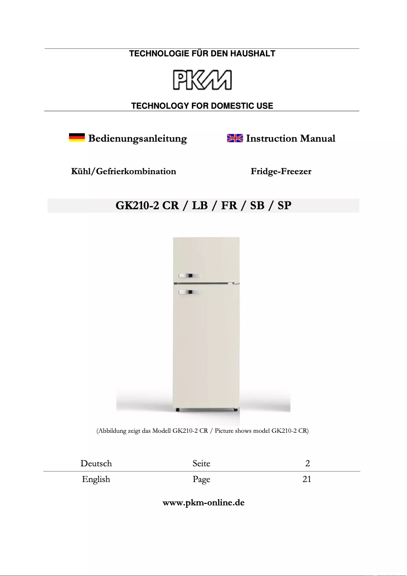 Page 1 de la notice Manuel utilisateur PKM GK210-2 SB