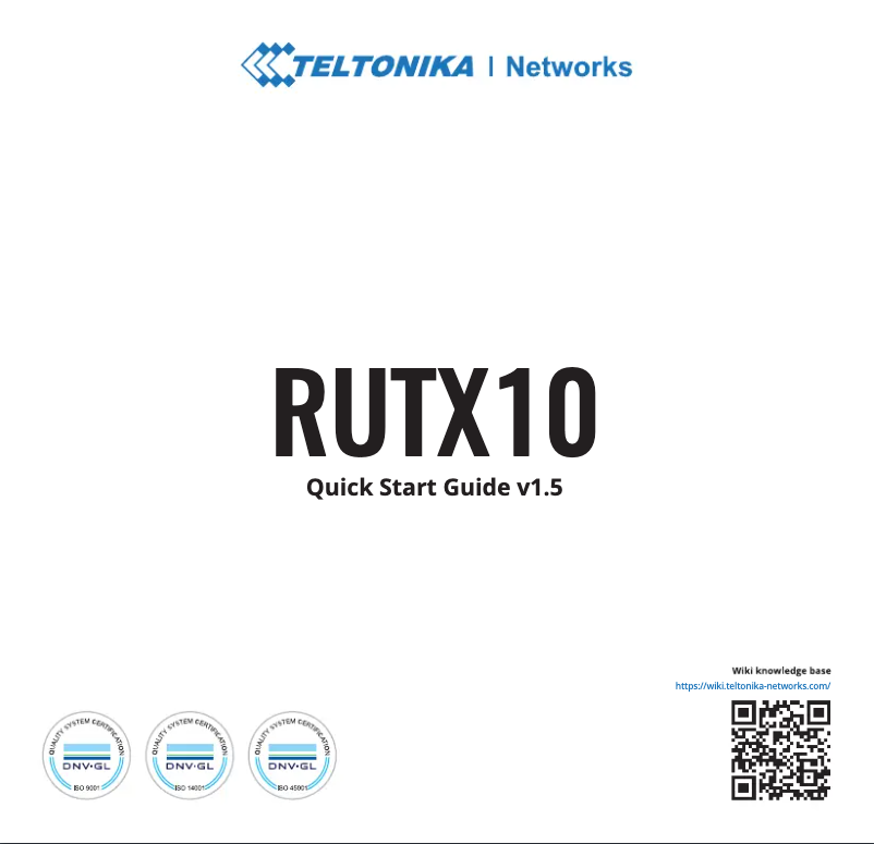Página 1 del manual Guía de inicio rápido Teltonika RUTX10