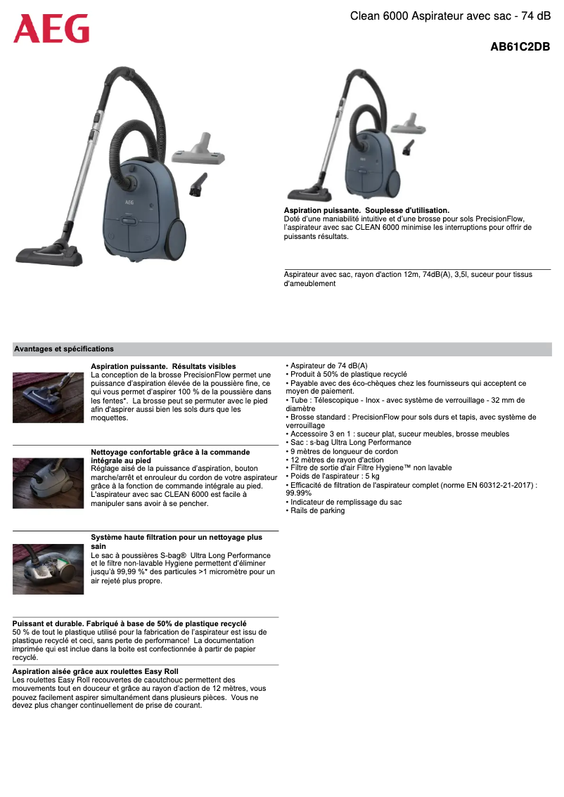 Image de la première page du manuel de l'appareil AB61C2DB