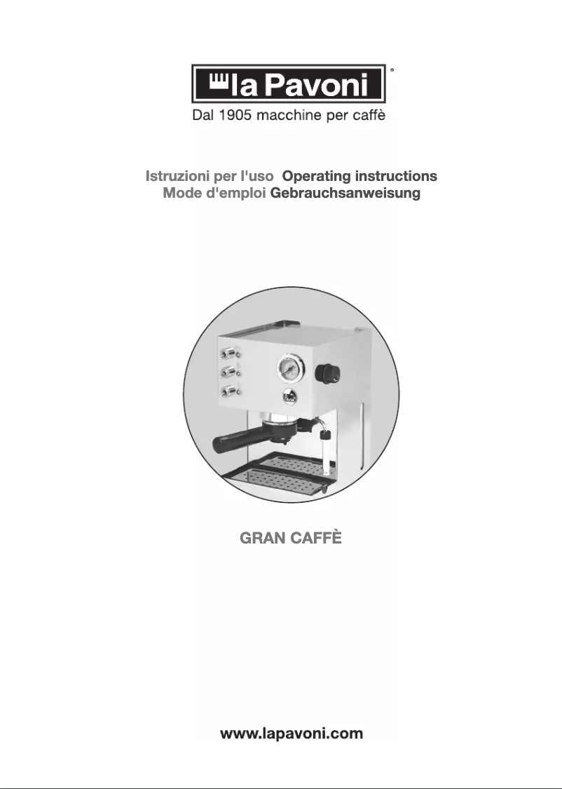 Page n°1 - Manuel utilisateur la Pavoni Gran Caffe GCPM