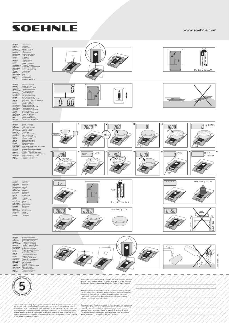 Page 1 de la notice Manuel utilisateur Soehnle KWD Fiesta