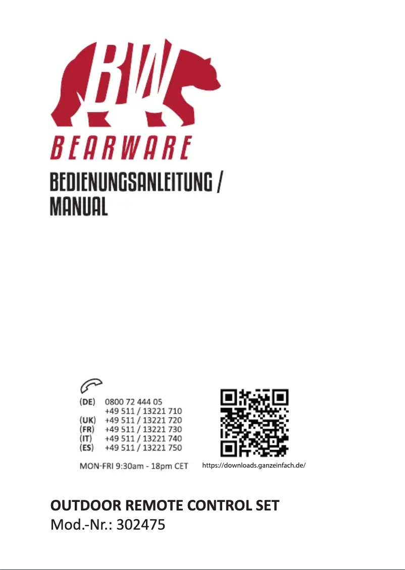 Page n°1 - Manuel utilisateur Bearware 302475