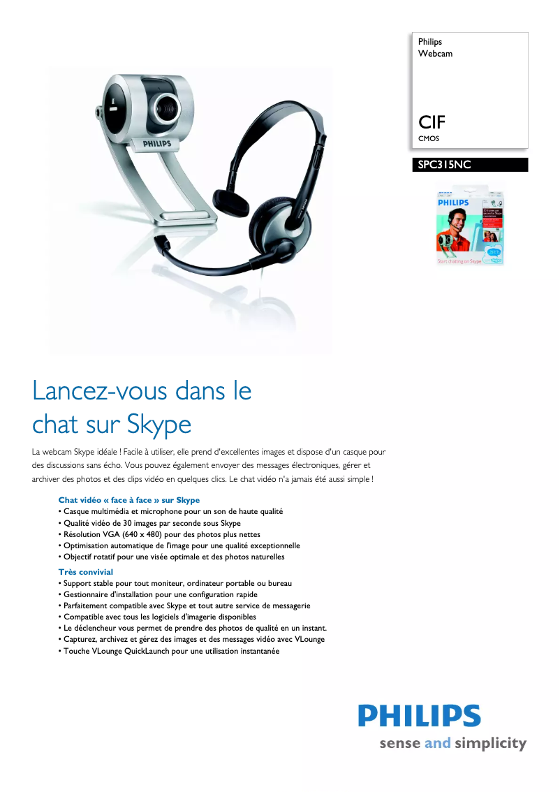 Page n°1 - Fiche technique Philips SPC315NC