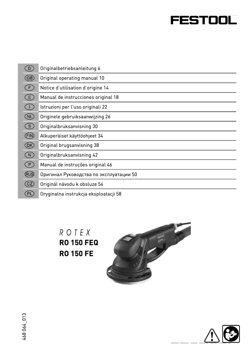Page 1 de la notice Manuel utilisateur Festool Rotex RO 150 FEQ