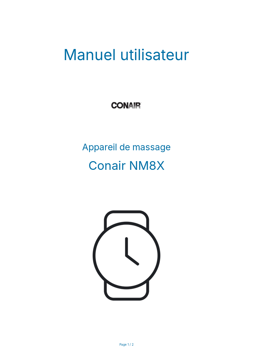 Page n°1 - Manuel utilisateur Conair NM8X