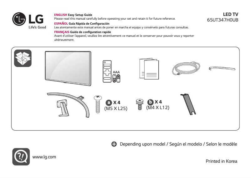 Image de la première page du manuel de l'appareil 65UT347H