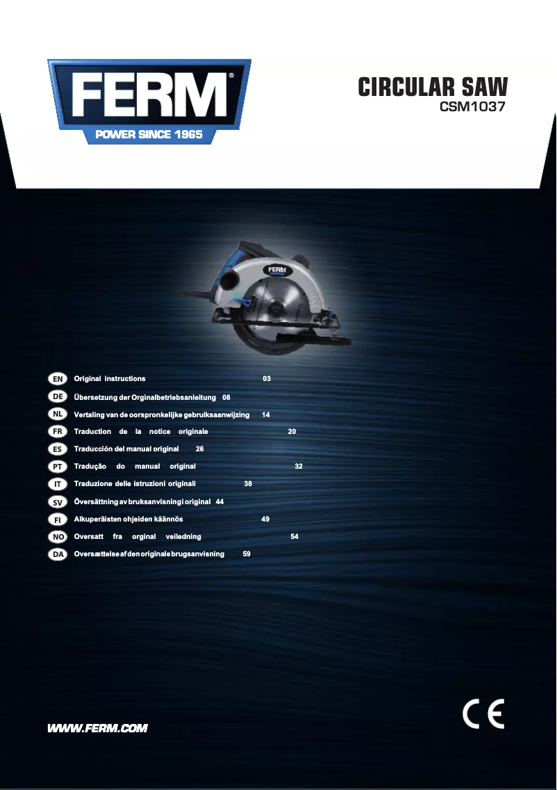 Page n°1 - Manuel utilisateur Ferm CSM1037