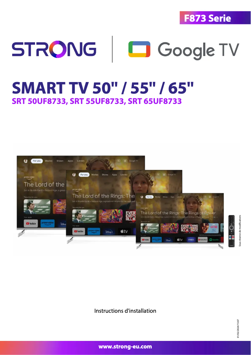 Page 1 de la notice Manuel utilisateur Strong SRT 50UF8733