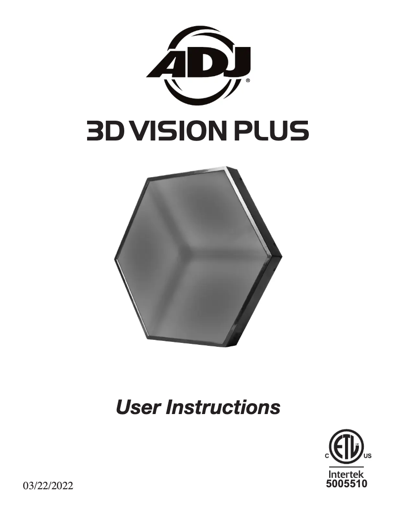 Image de la première page du manuel de l'appareil 3D Vision Plus