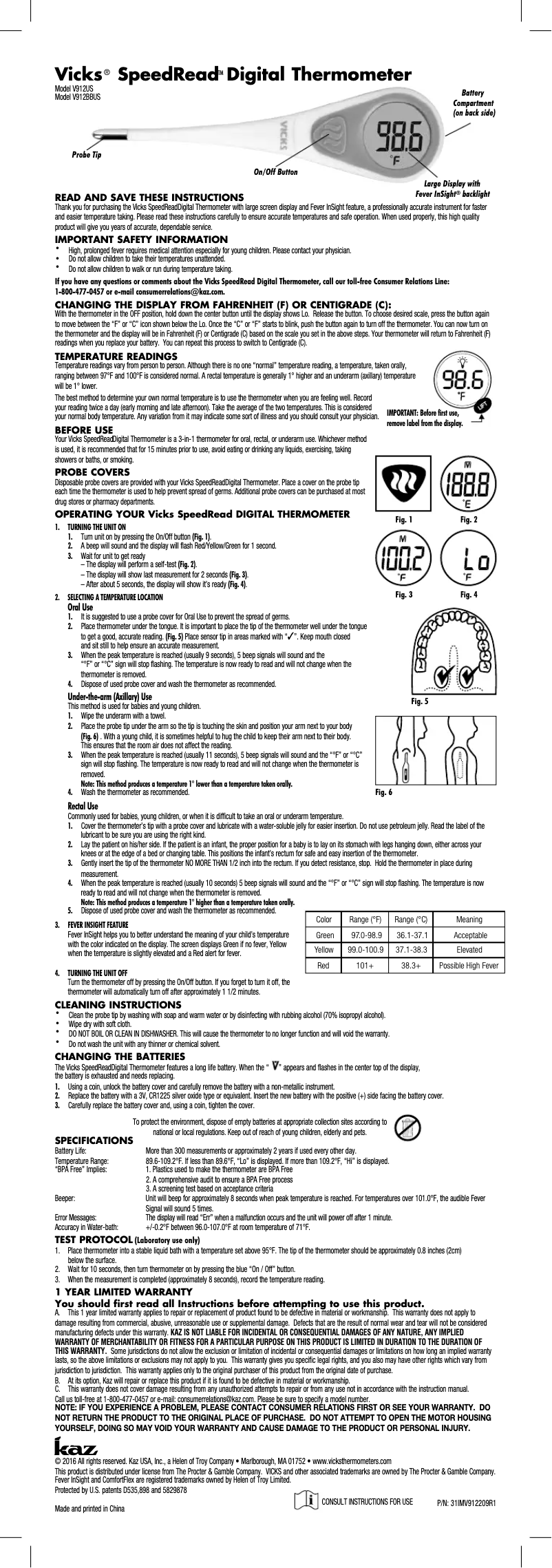 Image de la première page du manuel de l'appareil SpeedRead V912F
