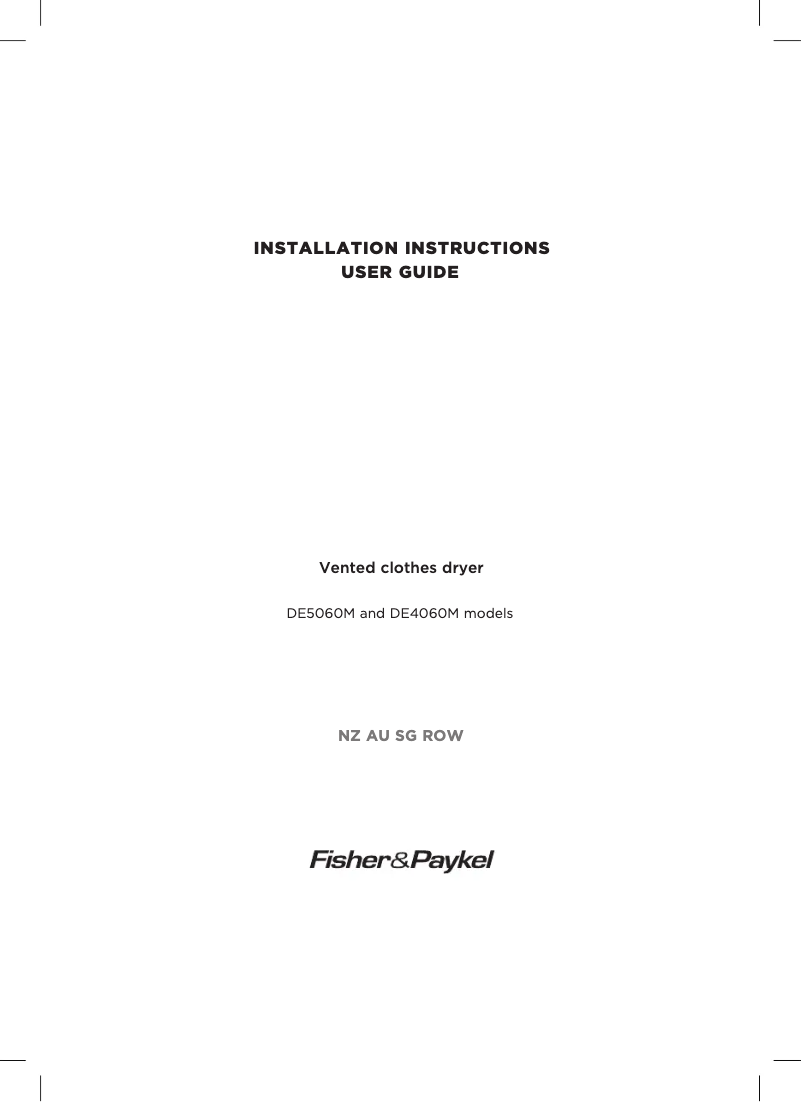 Page 1 de la notice Manuel utilisateur Fisher & Paykel DE4060M1