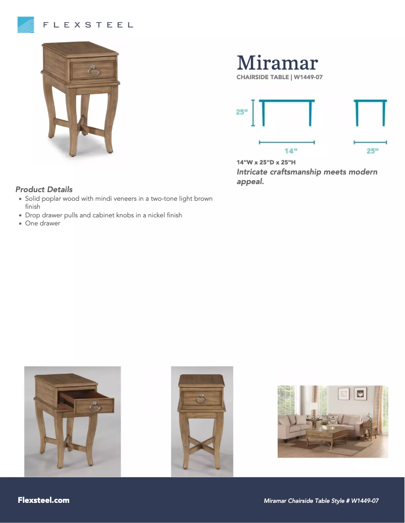 Page n°1 - Manuel utilisateur Flexsteel Miramar W1449-07