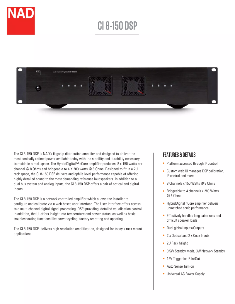 Page n°1 - Fiche technique NAD CI 8-150 DSP