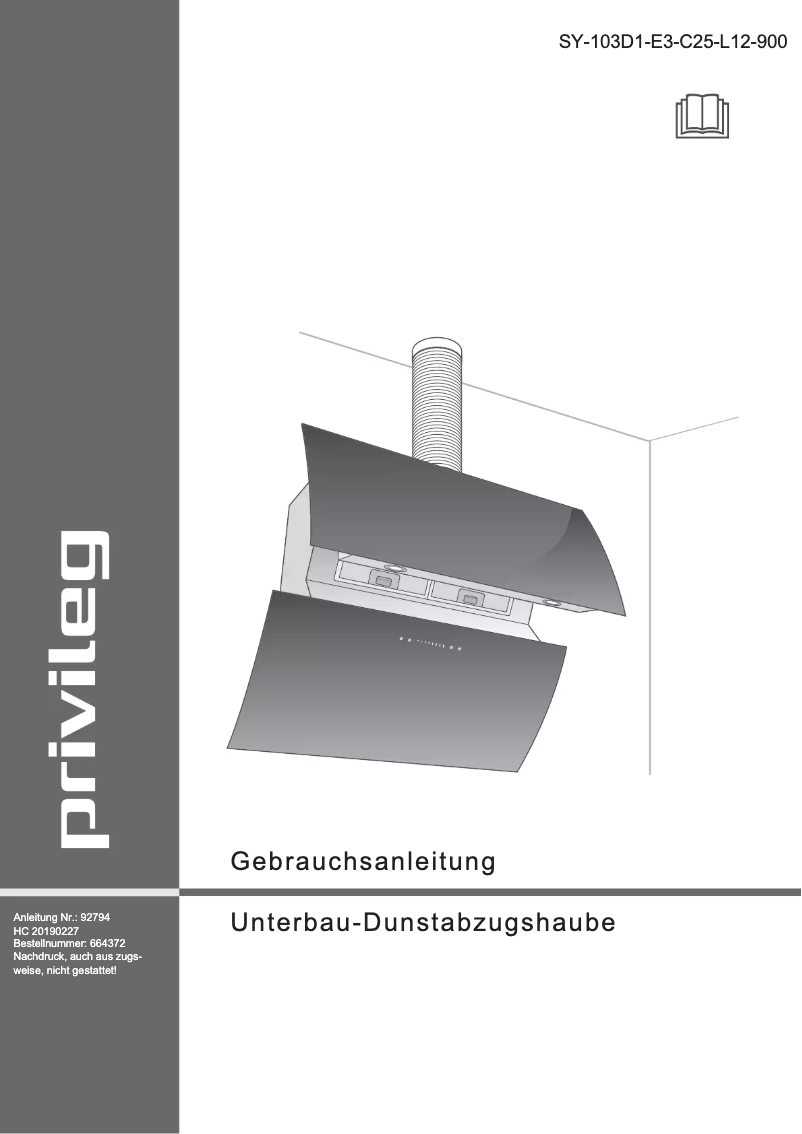 Image de la première page du manuel de l'appareil SY-103D1-E3-C25-L12-900