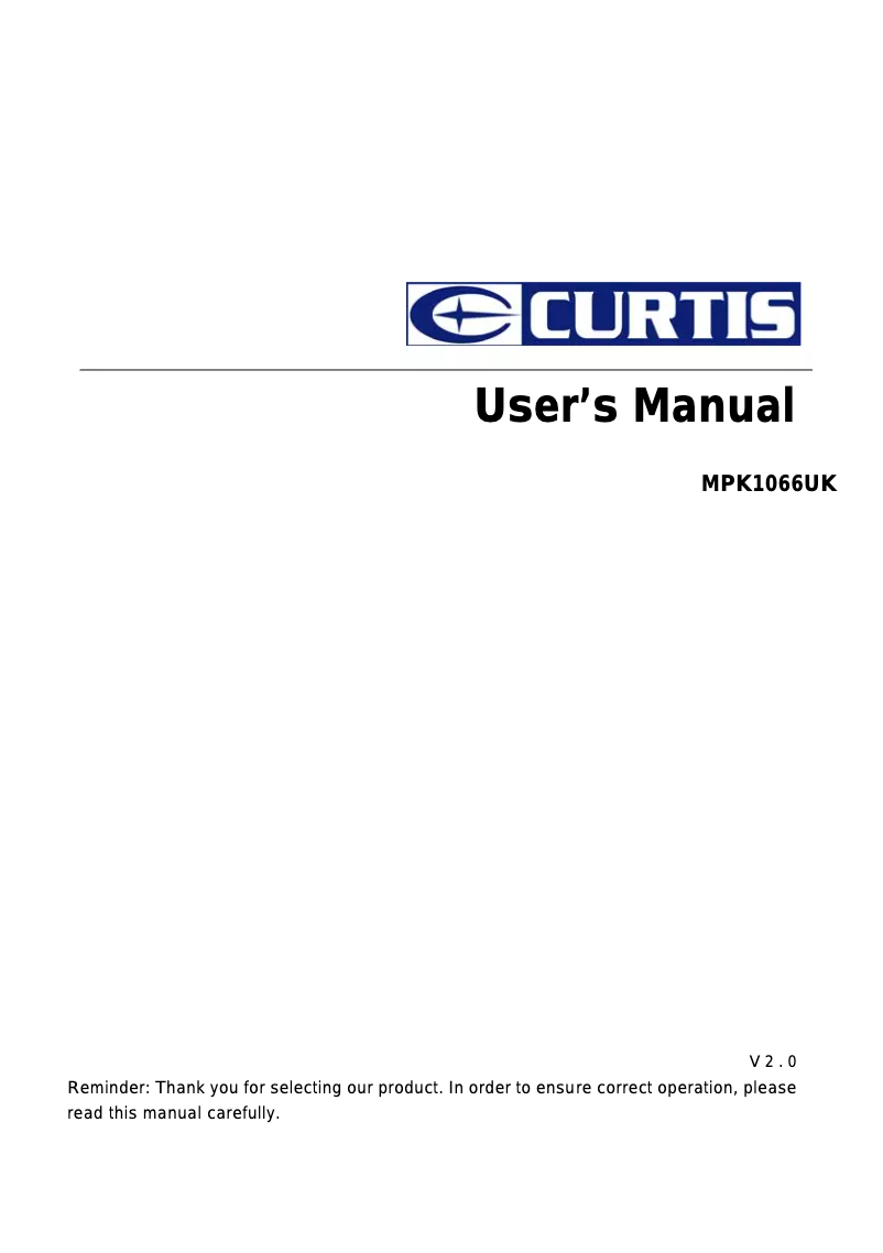 Page 1 de la notice Manuel utilisateur Curtis MPK1066UK