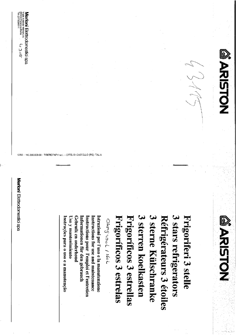 Page 1 de la notice Manuel utilisateur Ariston Thermo OKMG 230 L