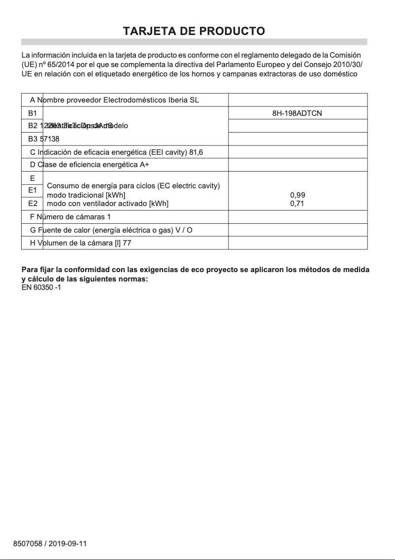 Image de la première page du manuel de l'appareil 8H-198ADTCN