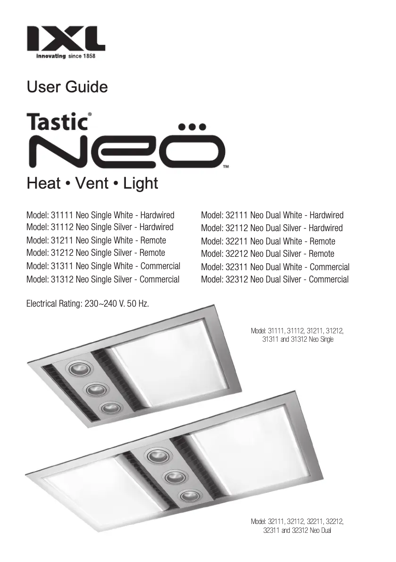 Page 1 de la notice Manuel utilisateur IXL Neo Tastic 32111